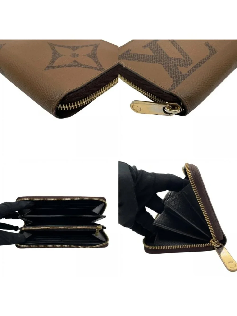 Louis Vuitton Zippy Wallet Monogram Giant Reverse Zip Around Brown